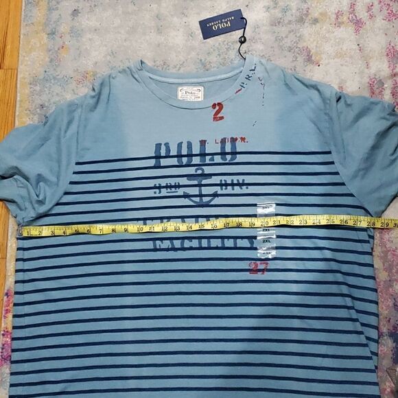 Polo Blue Striped "Training Facility" T Shirt Size 2XB - Picture 7 of 9